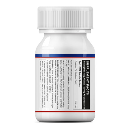 INLIFE Coconut Oil Capsules | Extra Virigin Cold Pressed | 500mg per Serving | Supports Keto & Well-being - 60 Vegetarian Capsules (Pack of 1)