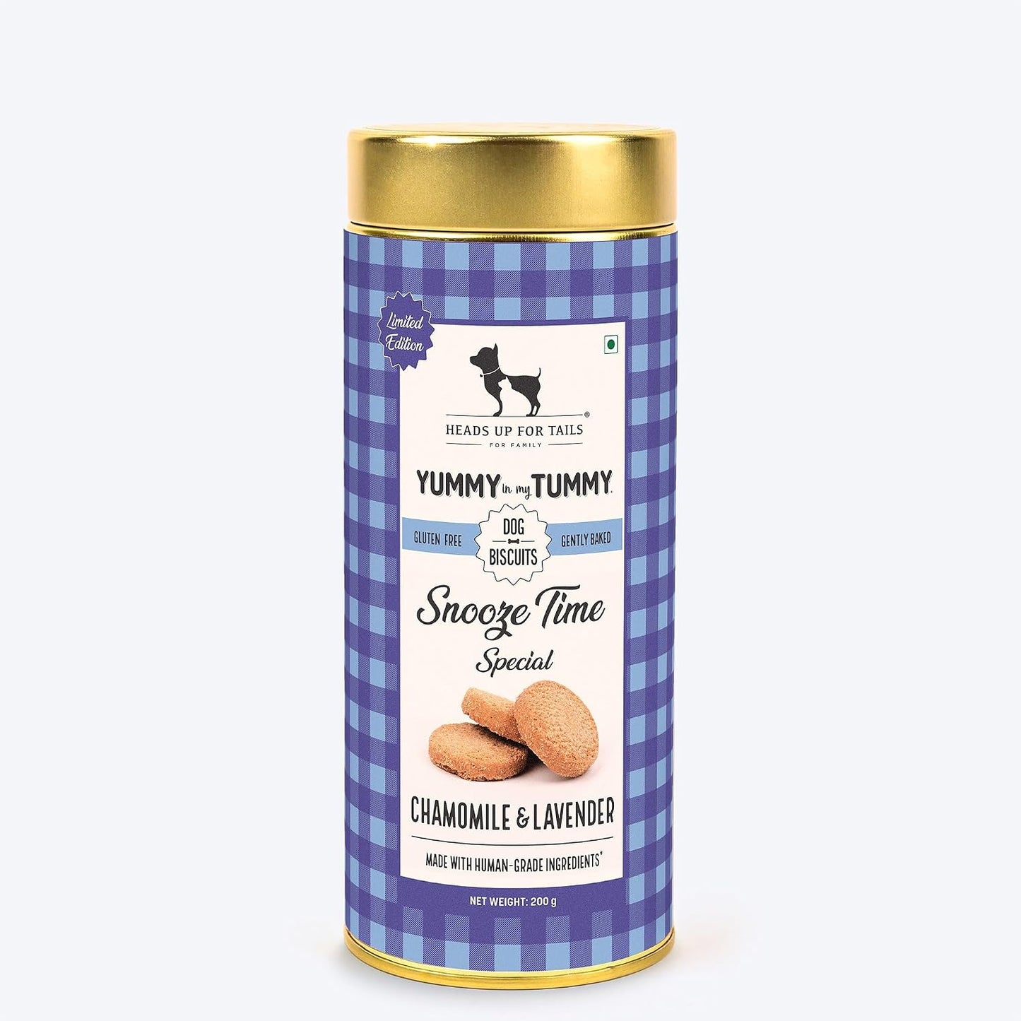Yummy in My Tummy by HUFT Snooze Time Chamomile & Lavender Dog Biscuits – 200 gm | Calming Gluten-Free Vegetarian Treats for Puppies & Adult Dogs | Crunchy & Healthy Snack for All Breeds Dogs