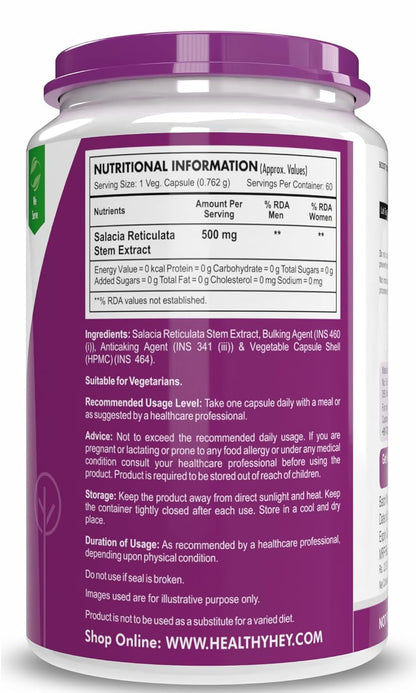 Supplement container with purple lid and label displaying nutritional information.