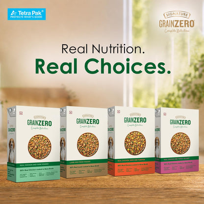 Grain Zero Dog Fresh Food Tetra Pak Real Chicken & Vegetables, for Adult & Puppy, 350g | Supports Joint & Health | Immune System | Anti Inflammatory Properties | Ready to Serve | One Pack One Meal