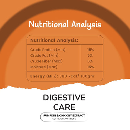 Fullr Digestive Care Dog Treats | Soft & Chewy Sticks with Pumpkin & Spinach | Supports Digestion, Gut Health & Immunity | Healthy Dog Treats for All Breeds & All Life Stages,70g