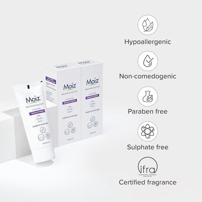 Moiz Daily Moisturizing Cream for Face & Body | Formulated with 9 Moisturizers | Suitable for Sensitive Skin | Paraben free & Cruelty free-50g