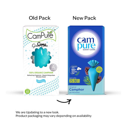 CamPure Camphor Giant Cone (Pack Of 1) - 100% Organic | Air Freshener For Car, Wardrobe, Office Cabin's, Drawers, Travel Bag & Bathroom
