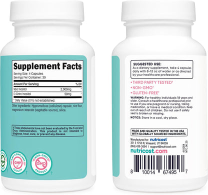 Two bottles of Nutricost Cholecalciferol 2000 IU with supplement facts labels on a white background.