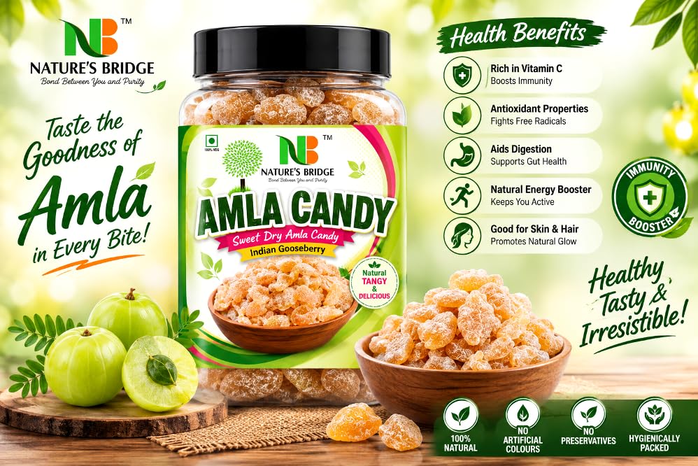 Nature's Bridge Natural Dried Sweet Amla Candy 900 GM | Dry Amla Candy | Indian Gooseberries | Dried Amla