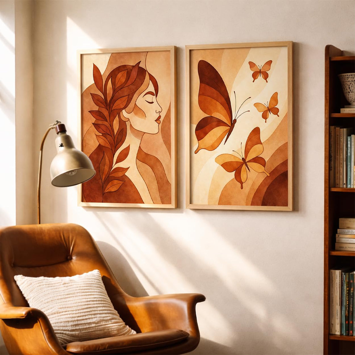 Modern Art Wall Painting Set of 2 for Living Room | Premium HD Printed Wall Frames for Bedroom, Office & Home Decor | Minimalist Contemporary Wall Art (Ready to Hang) (M.6, 13x19 inches)