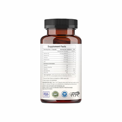 Supplement bottle with label on a white background