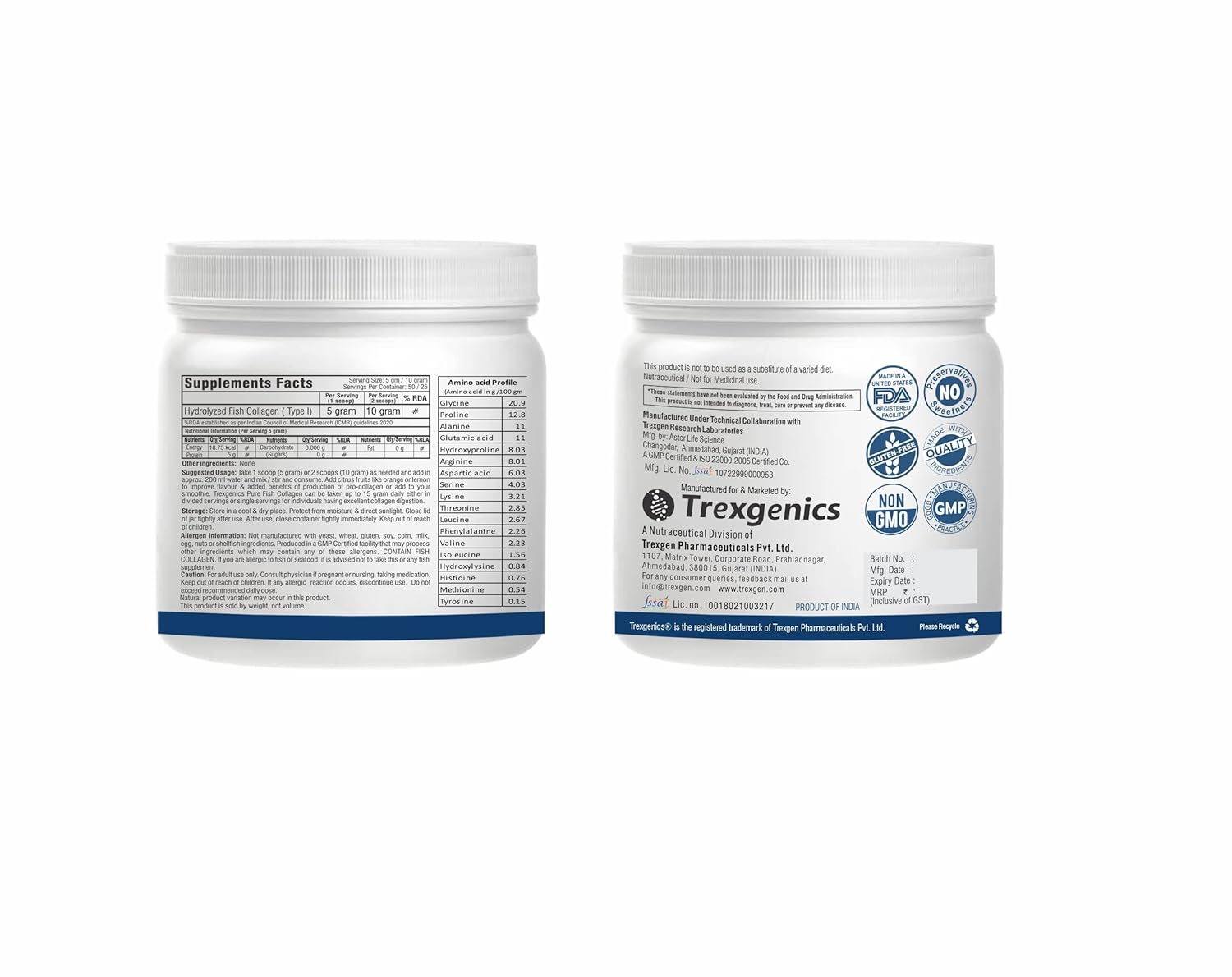Two containers of Trexgenics product on a white background