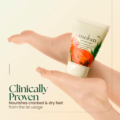 Moha Foot Cream for Dry & Cracked Feet | Deep Nourishment & Fast Healing Heel Repair Cream | Cooling & Vegan Formula with Aloe, Papaya, Peppermint & kapurkachri | Clinically Proven | Moisturizing Foot Cream for Rough Calloused Skin 100gm