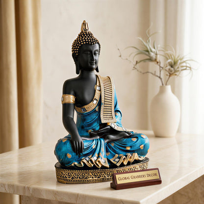 Buddha Idol Statue | Home Decoration Items for Living Room (Blue Black)