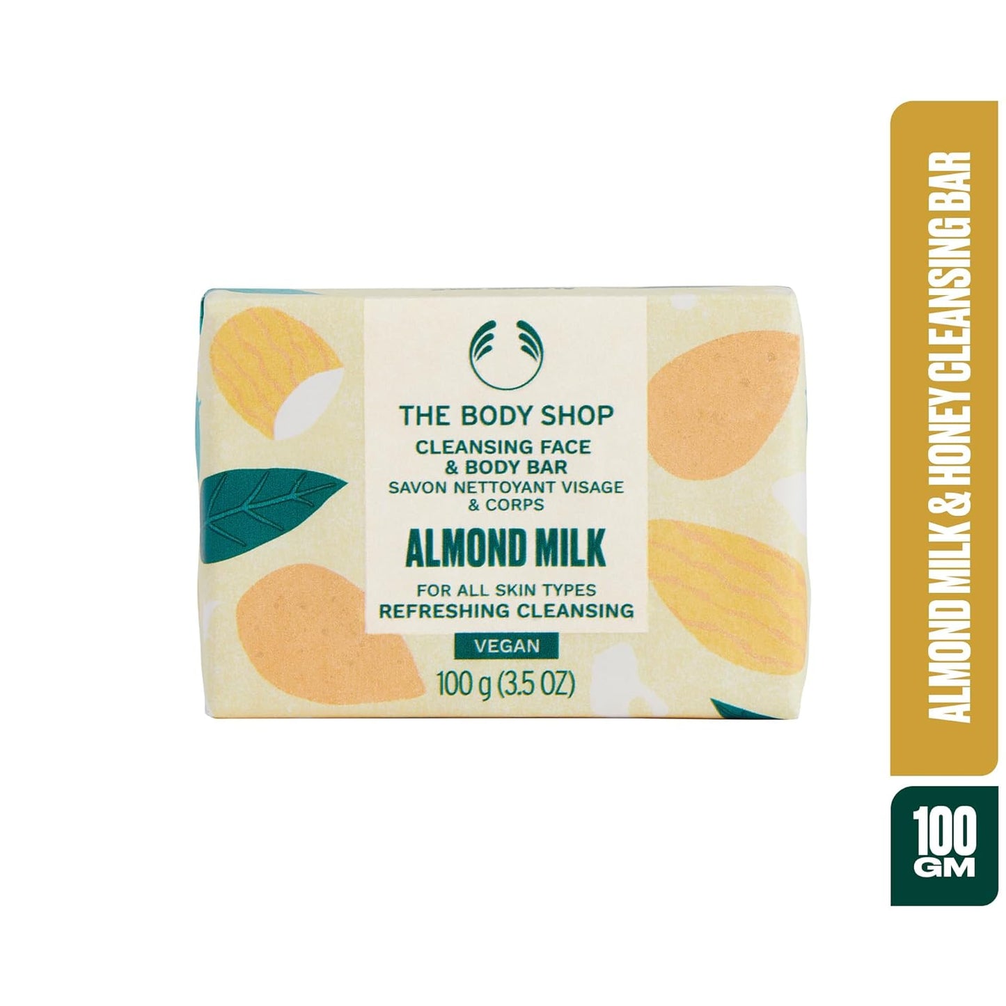 The Body Shop Almond Milk Cleansing Face and Body Bar, 100 G