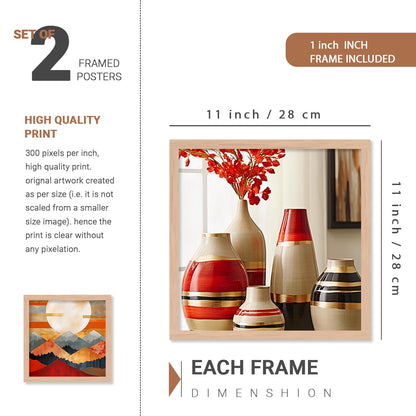 Premium Digital Paintings with Frame for Home Decoration - Painting for Living Room Bedroom Office - Painting for Wall Decoration - Pack of 4 (B)