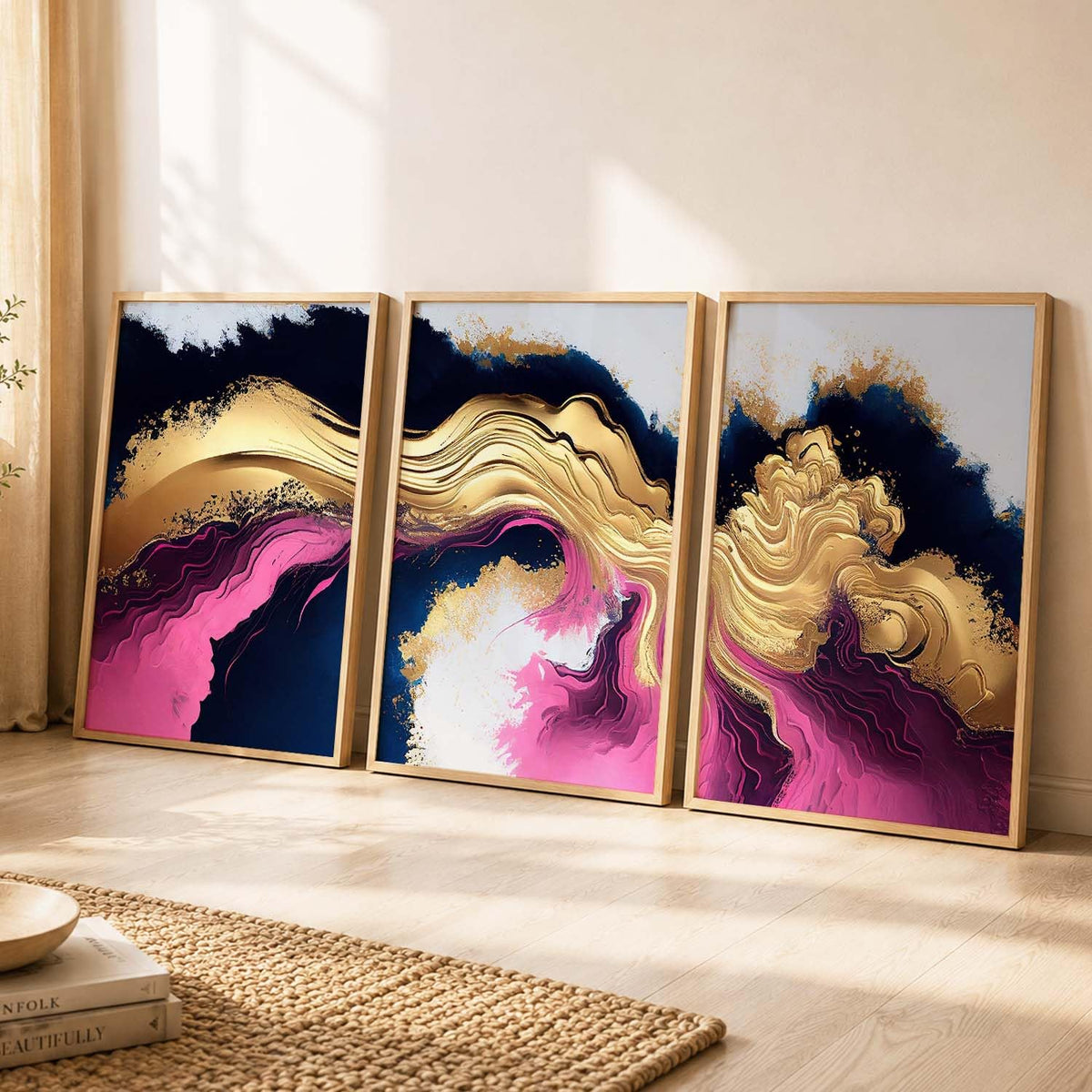 Painting for Wall Decoration - Modern Art Wall Decor Framed Painting for Living Room Bedroom - Framed Wall Posters/Paintings with Frame Set of 3 (Art 14, 10x13 inch)