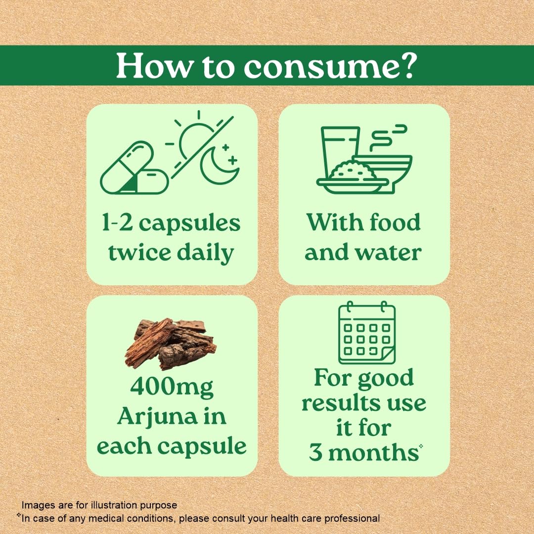 Instructions for consuming a supplement with icons and text on a brown background