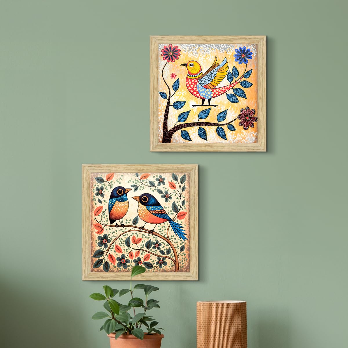 Madhubani Birds Paintings, Set of 4