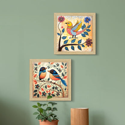 Madhubani Birds Paintings, Set of 4