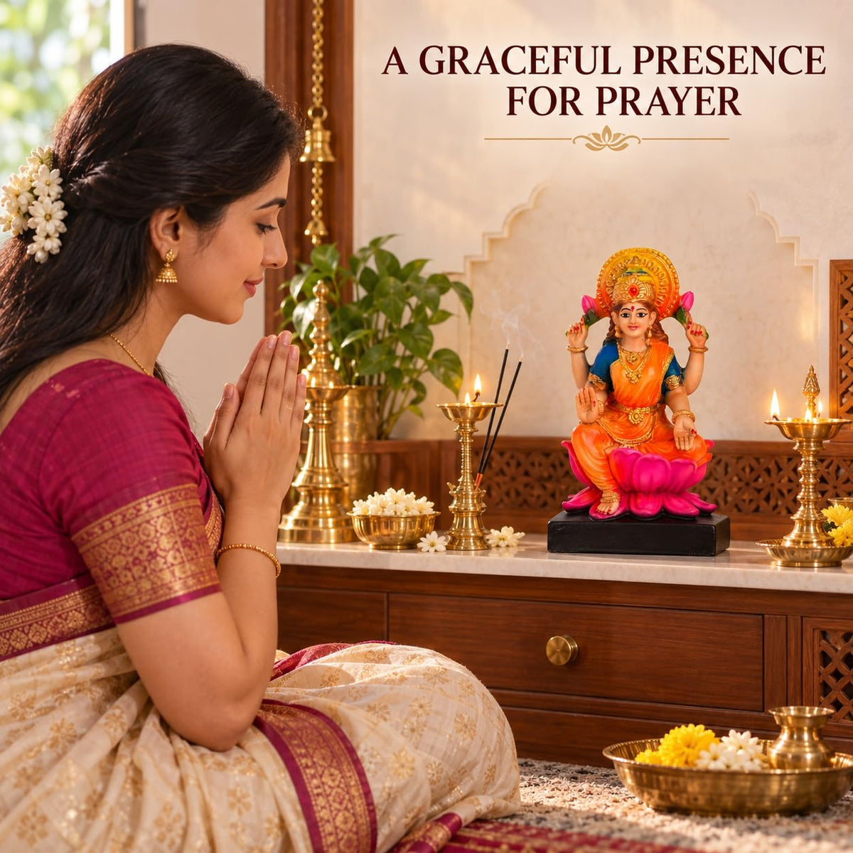 Laxmi Murti Goddess Lakshmi Idol Statue Home Mandir Pooja Room Gift
