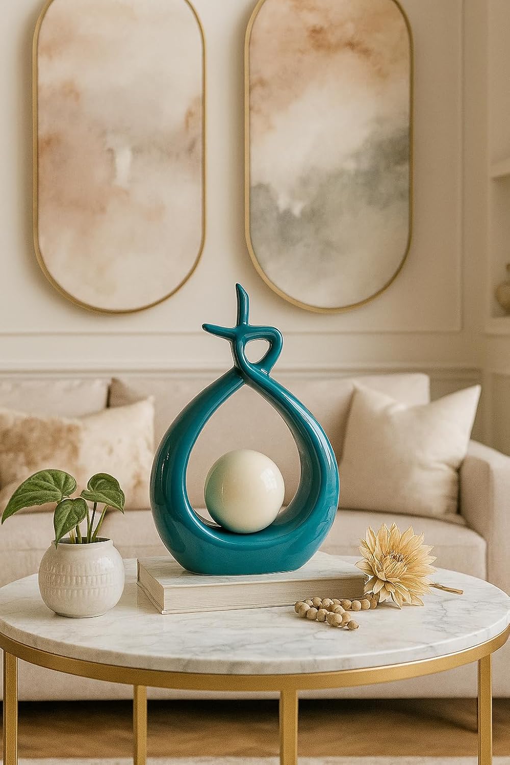 Xtore Beautiful Ceramic Spiral Design Statue for Home Decoration (Pack of 1, Sky)