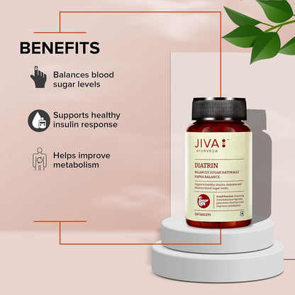 Jiva Diatrin Tablets 500mg | 100% Ayurvedic Formulation | Manages Blood Sugar Levels, Improves Metabolism & Strengthens the Pancreas | Balances Tri-Dosha- 60 Tablets (Pack of 2)