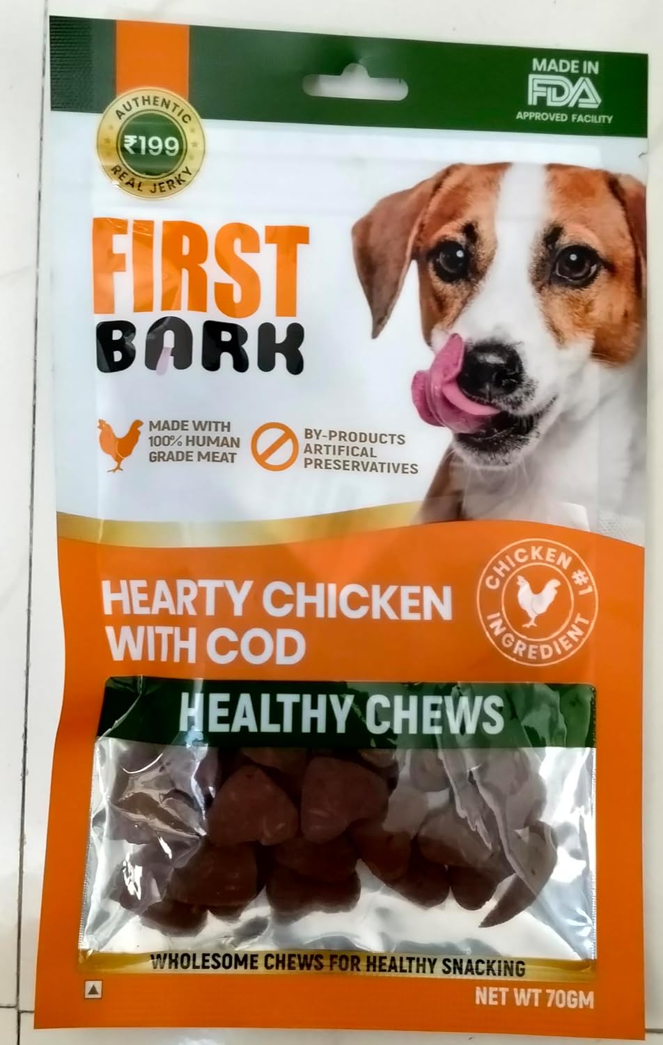 First Bark Dog Treats for Adult Dog & Puppy – Snack Delights Chicken Jerky for Dogs, Small Dogs & Shih Tzu | Dog Snacks & Puppy Treats – Salmon Jerky Bites (70g) x1