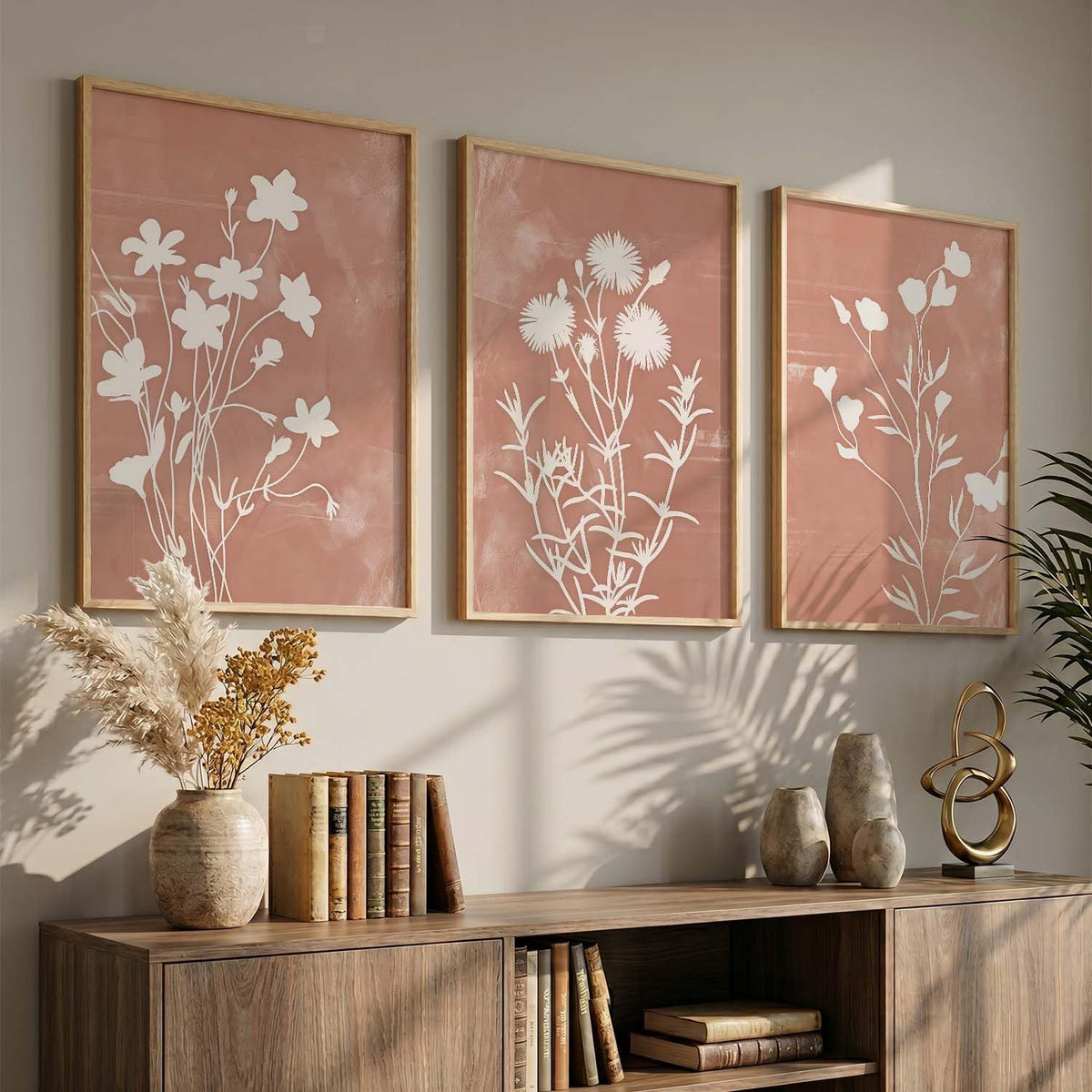 Botanical Art Home Decoration Painting | Floral Paintings With Frame For Living Room Bed Room Hotel Wall Decor Digital Reprint Set of 3 (13X17 inch)