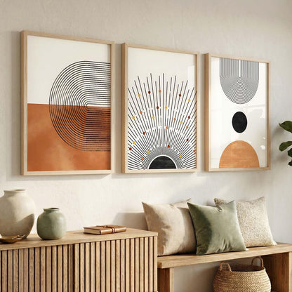 Premium Digital Painting with Frame for Home Decor - Painting for Living Room Bedroom Office Room Decor - Painting for Wall Decoration - Pack of 3 (Modern Art Painting, Design05, 10X13 inch)