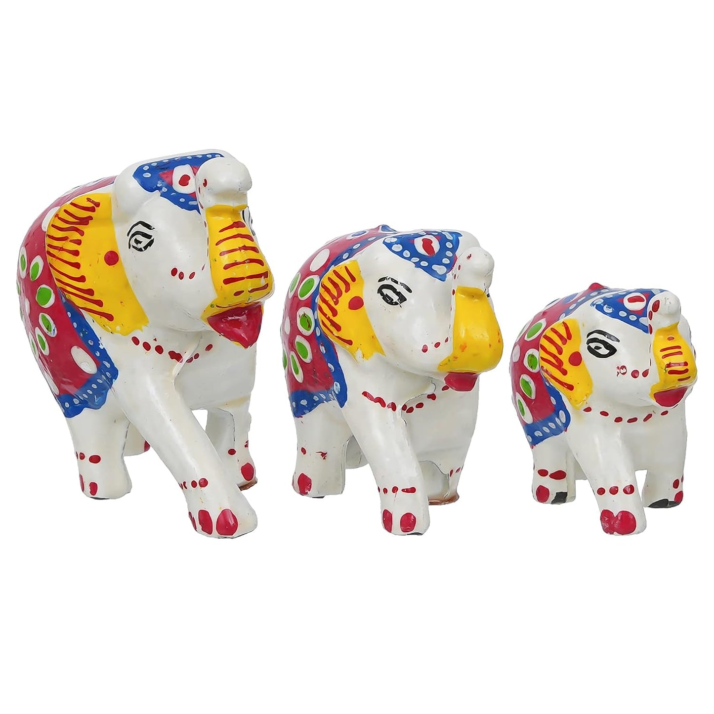 eCraftIndia Set of 3 Elephant Statues for Good Luck| Animal Figurines Decorative Elephant Showpieces| Elephant Decorative Items for Home Living Room Office| Gift for Diwali Birthday Housewarming