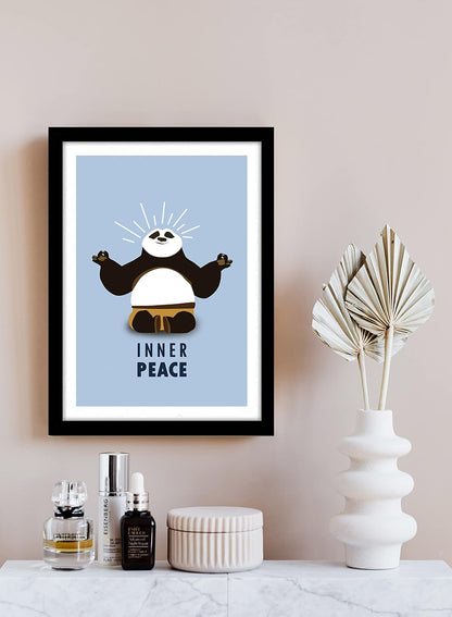Glass Panda Animals Printed Framed Poster (10x13 inch) Home wall Decoration Bedroom Photo Frames For Bathroom Yoga Meditation Motivational Living Gift Boys Hostel