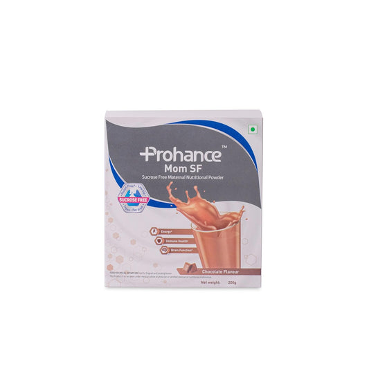 Prohance Mom SF Sucrose-Free Nutritional Chocolate Drink for Pregnancy - 200g | Fetal Growth & Brain Development | Protein, DHA, 25 Vitamins & Minerals | Trans Fat-Free, Gluten Free