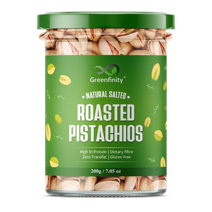GreenFinity Fresh Whole Roasted Salted Pistachios With Shell | Rich in Protein and Dietary Fiber | Nutritious Gluten Free Dry Fruits for Gifting, Healthy Snacks, Family Treats, Festive Hamper