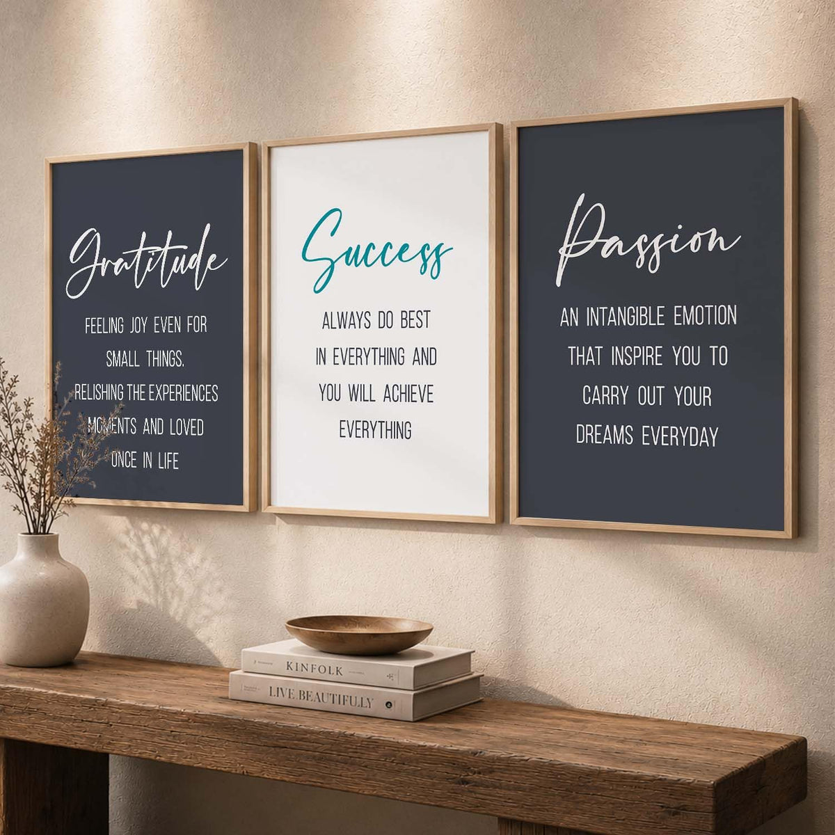 wall framed posters motivational quotes decoration items posters with frame office Decor posters for Study room Wall Decor Digital Reprint Set of 3 (13X17 inch)