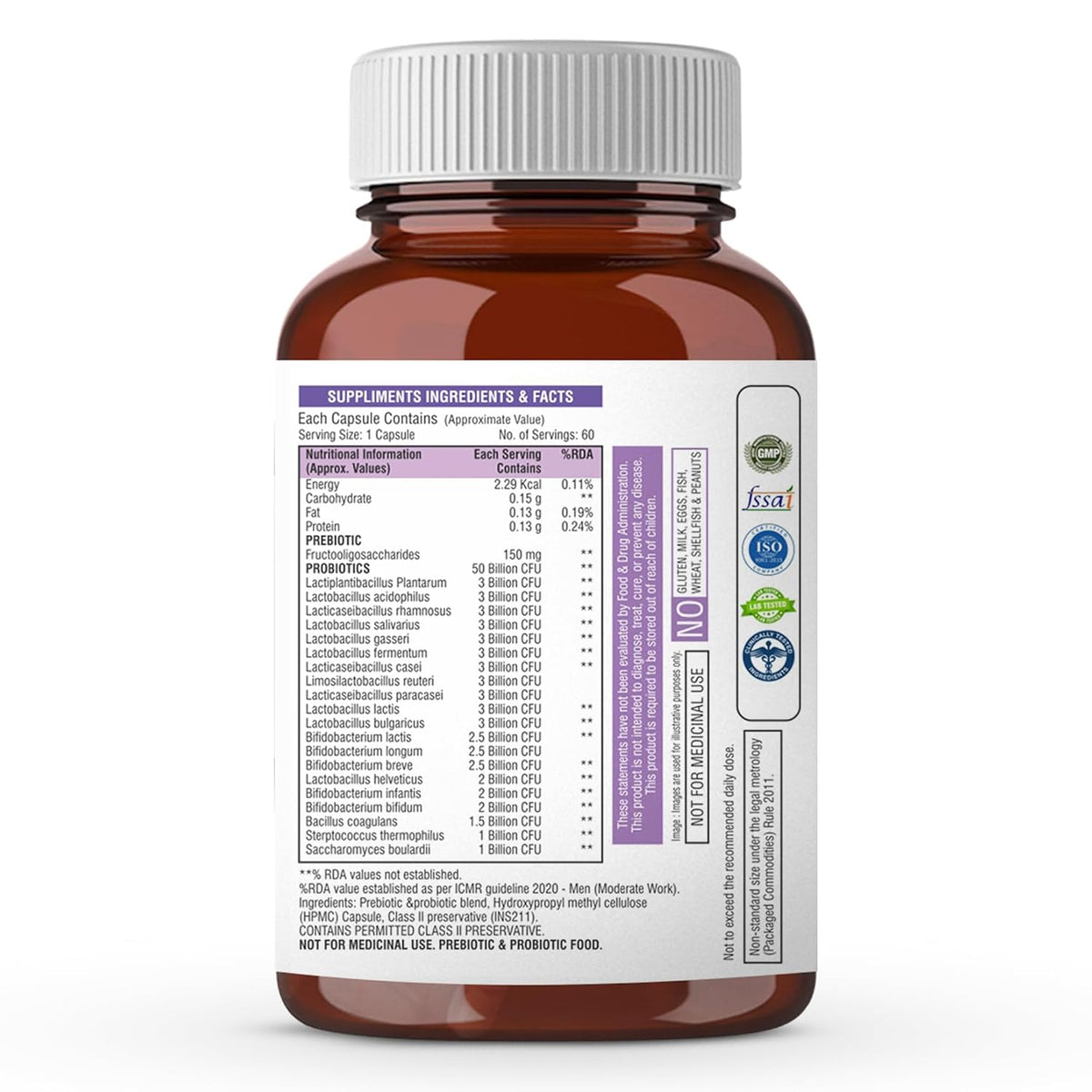 Supplement bottle with label on a white background