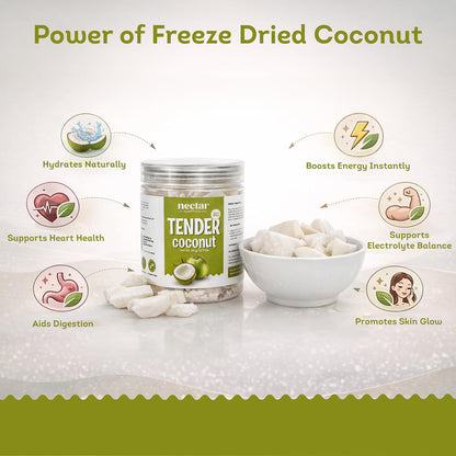 Freeze Dried Tender Coconut Slices – 90g Jar Pack of 1 | 100% Natural Coconut Snack | No Added Sugar | Crispy & Healthy |