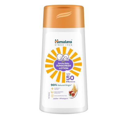 Himalaya Gentle Baby Sunscreen Lotion 50ml | SPF 50 PA++++ | UVA & UVB Broad Spectrum Protection For All Skin Types | With Jojoba Oil & Vitamin E | Non-Greasy, No White Cast|