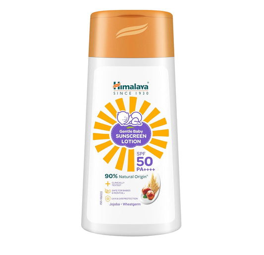 Himalaya Gentle Baby Sunscreen Lotion 50ml | SPF 50 PA++++ | UVA & UVB Broad Spectrum Protection For All Skin Types | With Jojoba Oil & Vitamin E | Non-Greasy, No White Cast|