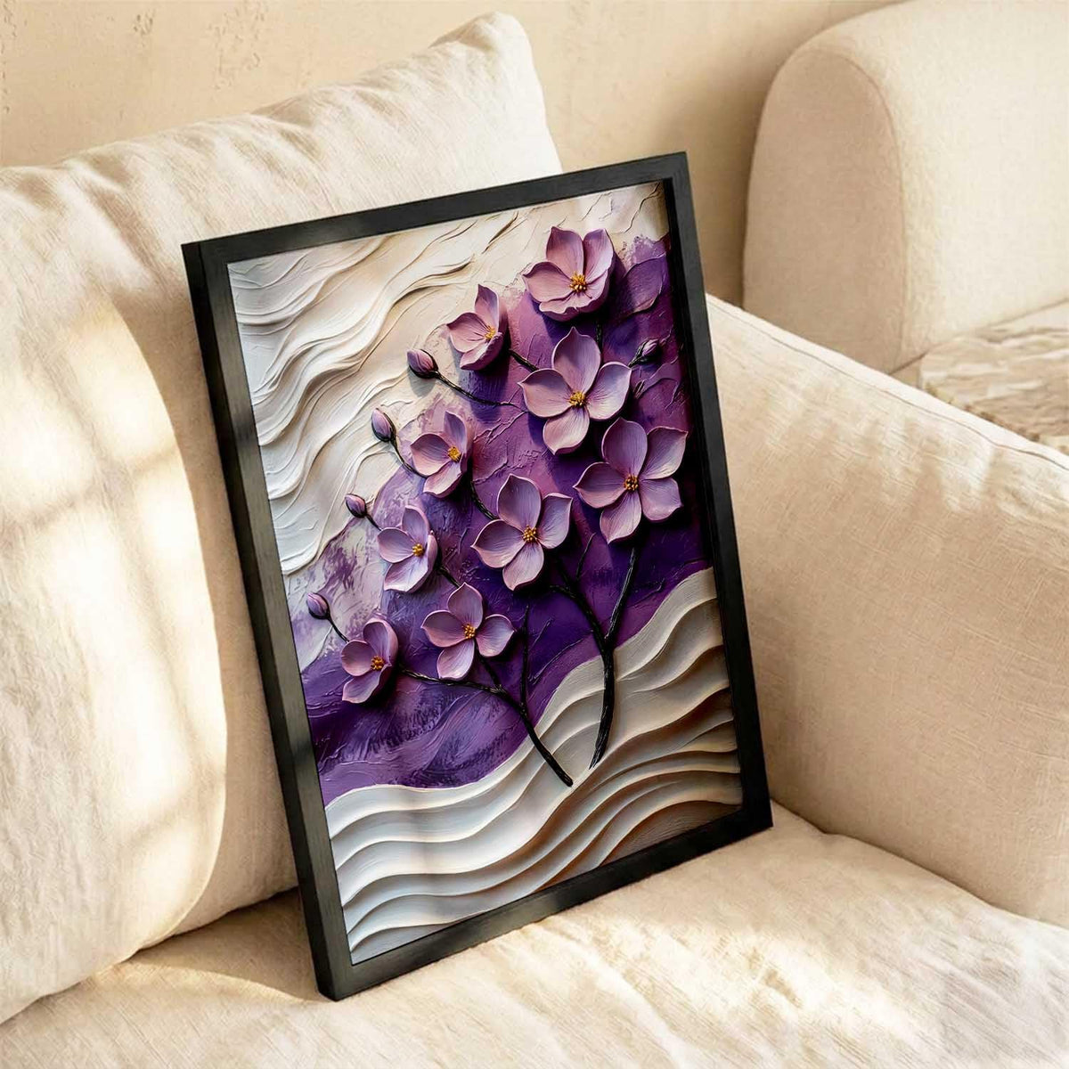 blue flower Wall Painting Home Decoration With Frame For Living Room Bed Room Hotel Wall Decor Digital Reprint (13X17 INCH)