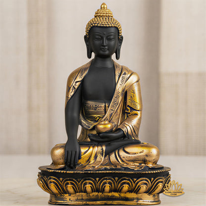 New Limited Edition Meditating Sitting Buddha Idol Statue showpiece Home Decor Decoration Items for Living Room and Gifts (Golden3 Black-BS1)