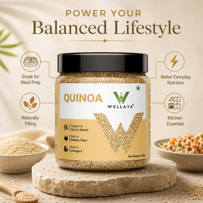 WELLAYA Quinoa Seeds | High Protein & Fiber Quinoa Seeds for Eating | Rich Nutrient Whole Grain | Healthy Food