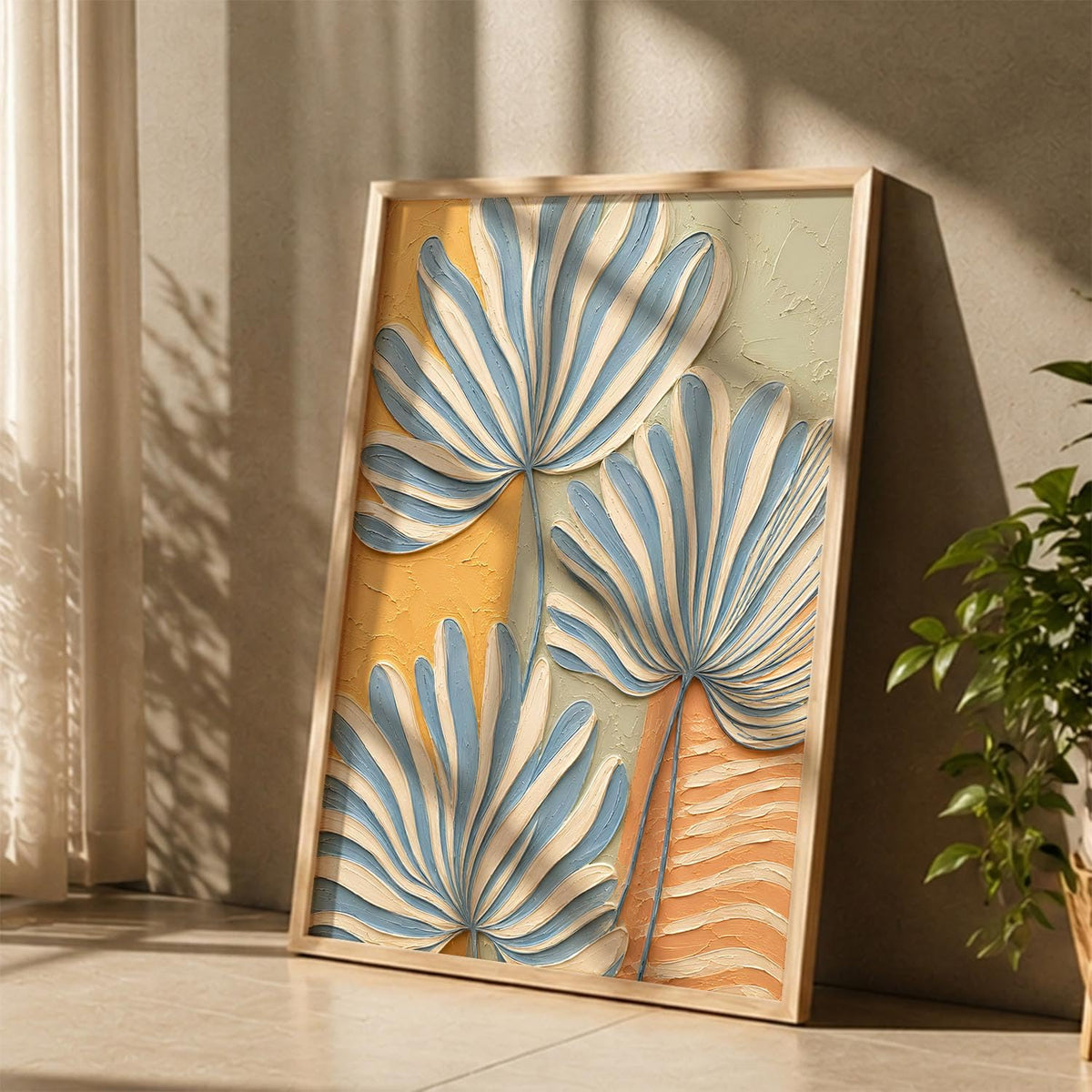 Decorative Floral Wall Art Painting With Frame | Floral Painting For Living Room Bed Room Hotel Wall Decor Digital Reprint (14X20 inch)