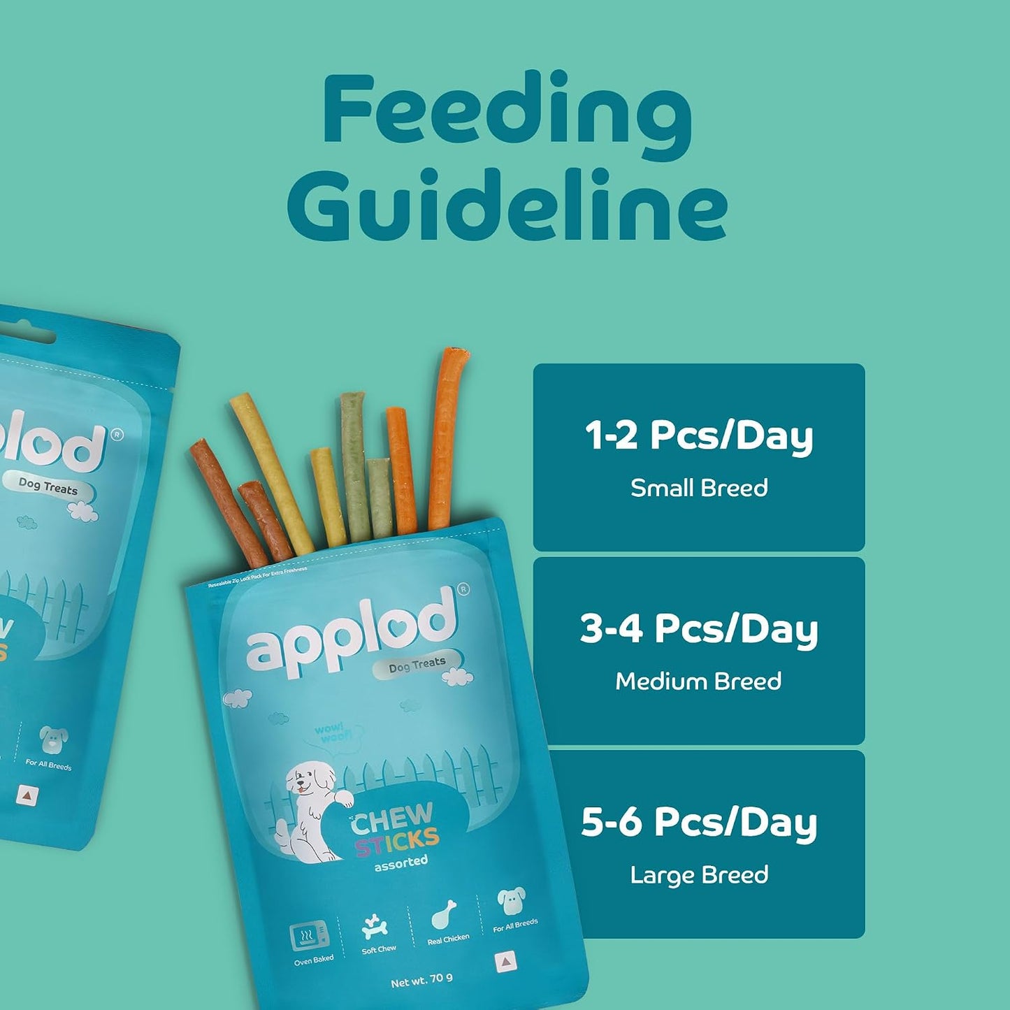 Applod Assorted Flavours Mix Chew Sticks for Dogs | Soft & Chewy Dog Treats | Healthy Chewing Snacks for All Breeds & Ages | 70g