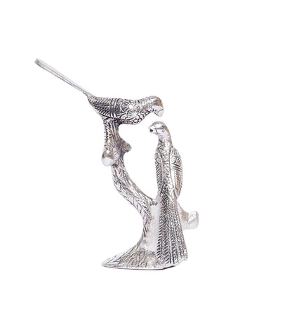 Love Birds Couple Kissing Sitting on Tree,Animal Showpiece for Home Decorative Statue, Gift for Boyfriend,Girlfriend,Wife,Husband,Friends,Happy Home Decoration Idol Showpiece (Silver)