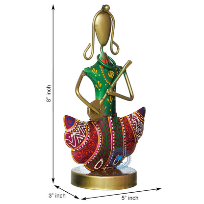 Metal Rajasthani Musicians Lady Set of 3, Aesthetic Home Decor, Home Decor for Bedroom & Gifts.