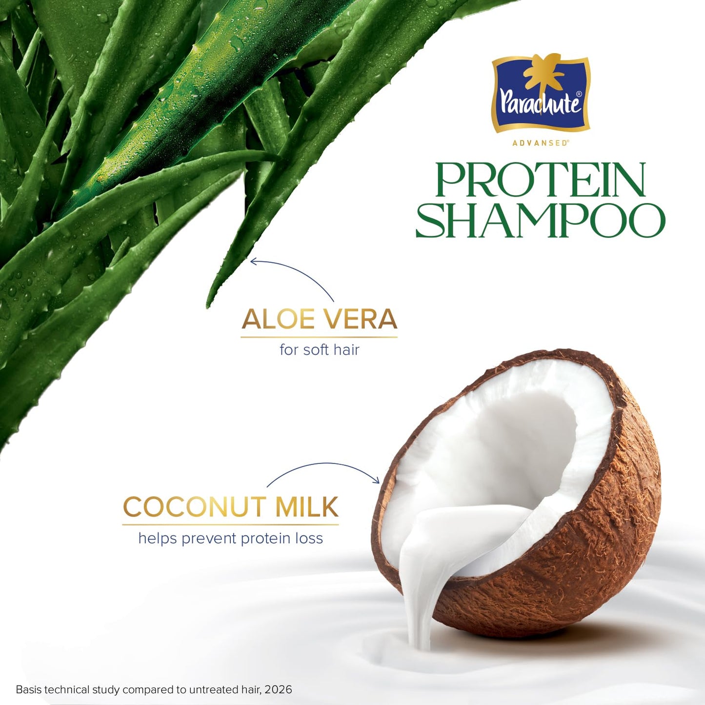 Parachute Advansed Protein Shampoo | with Coconut Milk and Aloe Vera | For up to 100% Damage Repair & up to 3X Softer Hair | Protein Lock Technology | Paraben-Free | For Men & Women | 340ml