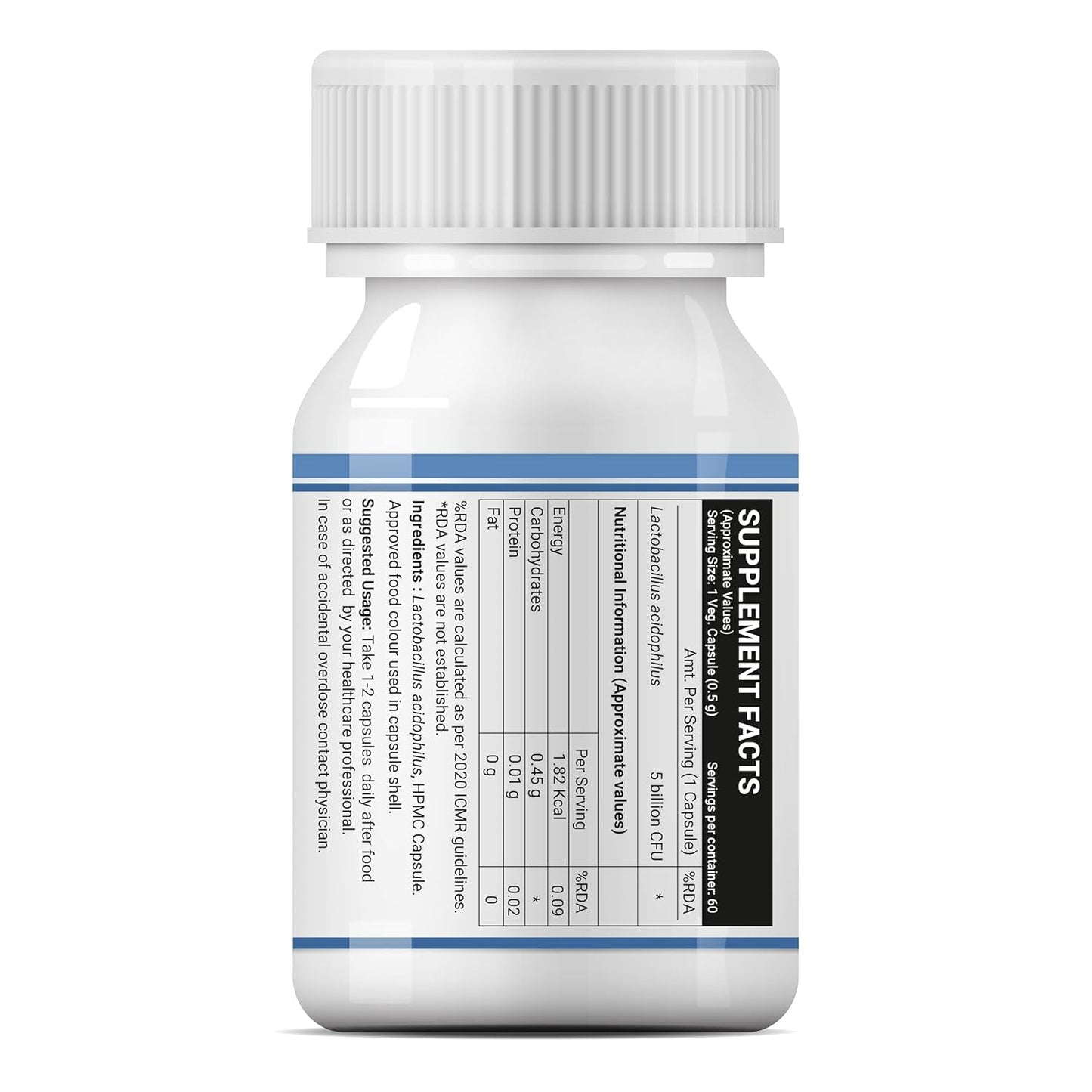 INLIFE Probiotic Lactobacillus Acidophilus 5 billion CFU | Gut Health Supplement for Men Women | Digestive Health, Supports Immunity |With Probiotic Balance – 60 Veg Capsules (Pack of 1, 60)