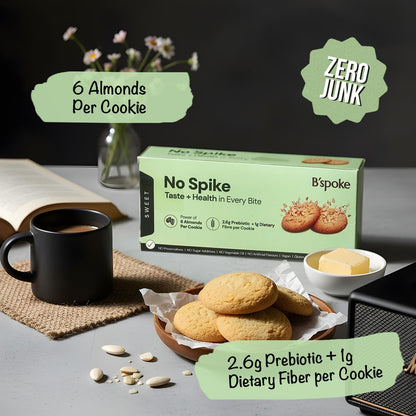 B'spoke NoSpike Sweet Cookies | No Added Sugar | 100% Almond Flour Base| High Fibre & Protein | Zero Junk