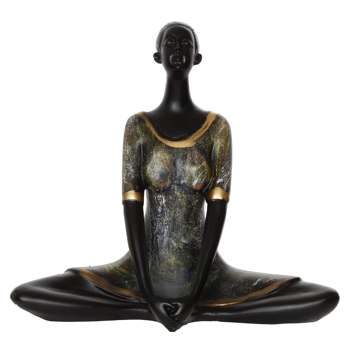 Grey Black Resin Lady in Butterfly Yoga Pose | Yoga Woman Statue Showpiece for Home Decor Living Room Bedroom Office Yoga Studio | Womens Day Gift for Ladies | Birthday Gift for Women