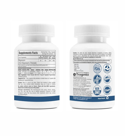 Trexgenics MAGNESIUM L-THREONATE Next Generation Bioavailable Magnesium, Cognitive Function & Brain Health Support (30 Veg. Capsules) (Pack of 1)