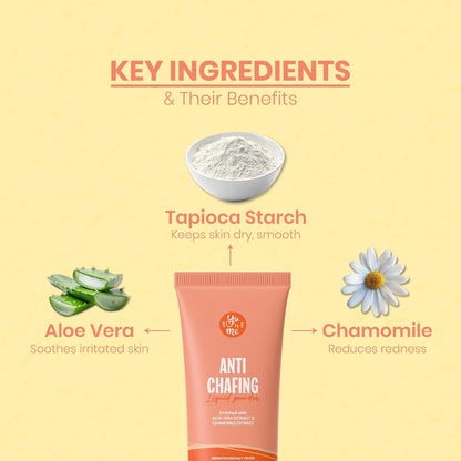 Yu n Me Anti-Chafing Liquid Powder Cream | Anti-Rash Cream for Inner Underarms & Intimate Areas | Dermatologically Tested | Tapioca Starch & Aloe Vera | Non-Greasy Formula | For Men & Women | 50gm