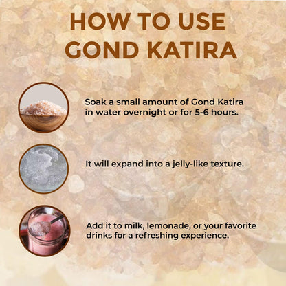 Vedikroots Gond Katira 100g | Natural Body Cooling & Hydrating Superfood | Supports Digestion & Gut Health | Rich in Fiber & Nutrients | Perfect for Summer Drinks, Desserts & Ayurvedic Wellness