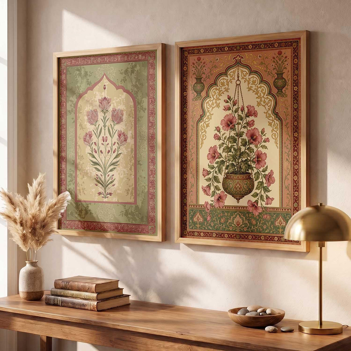 Indian Traditional Madhubani Art Wall Painting Home Decoration With Frame | For Living Room Bed Room Hotel Wall Decor | Digital Reprint | Engineered Wood Set of 2 (13X17 inch)
